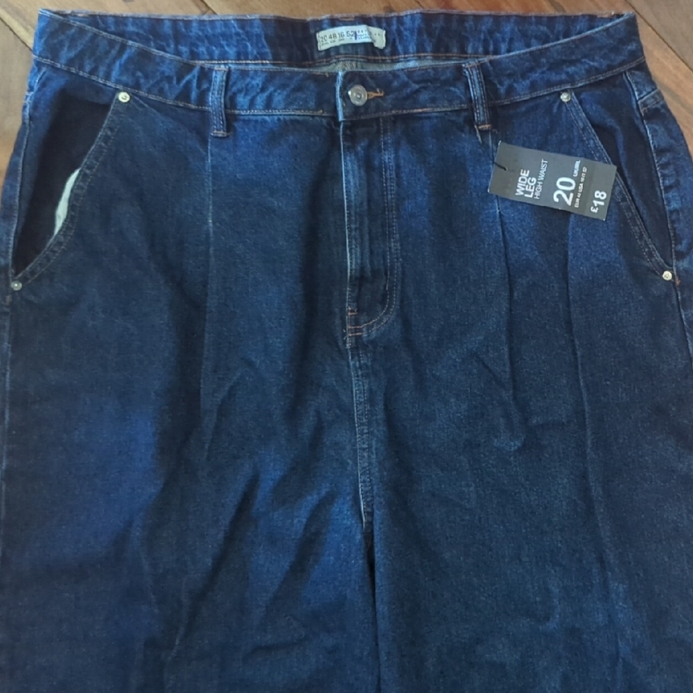 High Waist Wide Leg Women's Jeans - Dark Blue